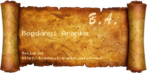 Bogdányi Aranka névjegykártya
